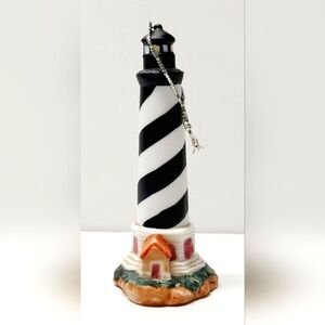 Vtg Cape Hatteras Miniature Lighthouse Ornament Collectible Rare 90s Black White